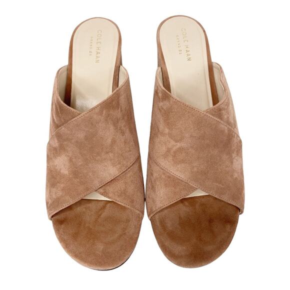 Cole Haan Gabby Sandal Tan Suede Leather Open Toe Chunky Heel Womens size 10.5 - Picture 9 of 11